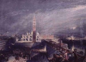 St. Marks Place, Venice Moonlight engraved by George Hollis 1792-1842 pub. 1881 by Joseph Mallord William Turner