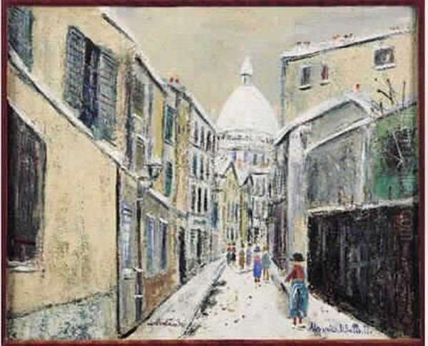 Rue Saint-rustique A Montmartre, Sous La Neige - view 1