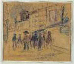 Personnages Dans Une Rue A Montmartre