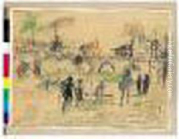 Personnages Au Bord Du Canal. - view 1