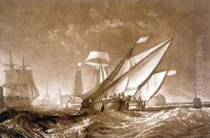 Entrance to Calais Harbour, from the Liber Studiorum, engraved by the artist, 1816 by Joseph Mallord William Turner