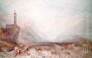 Mountain landscape with church by Joseph Mallord William Turner