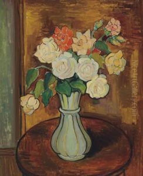Vase De Roses Sur Un Guaridon - view 1