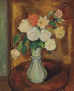 Vase De Roses Sur Un Guaridon by Suzanne Valadon