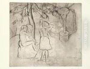 Toilette Des Enfants Dans Le Jardin, From Dix-huite Planches Originales