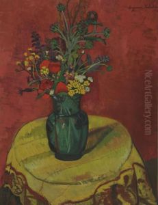 Vase De Fleurs Sur La Table by Suzanne Valadon