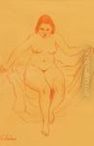 Modele Nu, Assis, A La Draperie by Suzanne Valadon