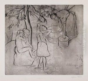 Toilette Des Enfants Dans Le Jardin by Suzanne Valadon