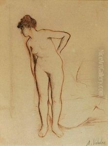 Nu, Buste Penche, Tete De Profil Gauche, Circa 1895 by Suzanne Valadon