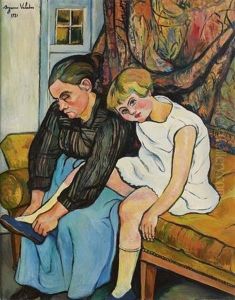 Grand-mere Chaussant Une Fillette by Suzanne Valadon