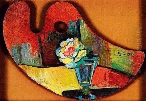 Rose Dans Un Verre, Peinte Sur Une Palette by Suzanne Valadon