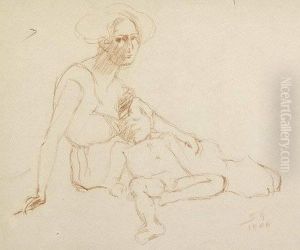 Bildnis Der Kunstlerin Mit Ihrem Sohn Maurice by Suzanne Valadon