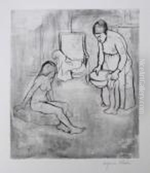 Grand-mere Et Louise Assise Par Terre - view 1