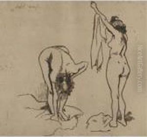 Femmes S'essuyannt; And Louise Au Tub S'essuyant by Suzanne Valadon