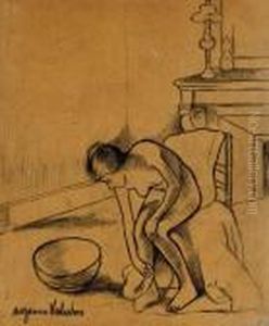Jeune Fille Nue Assise S'essuyant Le Pied by Suzanne Valadon