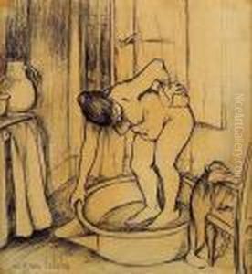 La Toilette, Femme Nue Dans Un Tub Prenant Son Bain by Suzanne Valadon