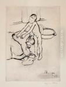 Catherine Et Jeune Garcon Nu by Suzanne Valadon