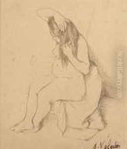Nu Assis Se Coiffant by Suzanne Valadon
