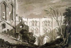 Rivaulx Abbey, from the Liber Studiorum, engraved by Henry Dawe, 1812 by Joseph Mallord William Turner