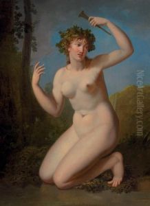 A Bacchante In A Wooded Grove by Jacques Antoine Vallin