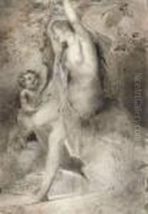 Nymphe Et Satyre Dans Un Parc by Jacques Antoine Vallin
