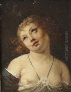 Portrait Of A Young Girl, Bust-length by Jacques Antoine Vallin