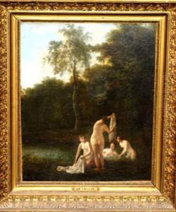 Nymphs Bathing Inlandscape by Jacques Antoine Vallin