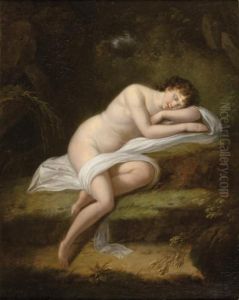 Nymphe Endormie Dans Un Sous Bois by Jacques Antoine Vallin
