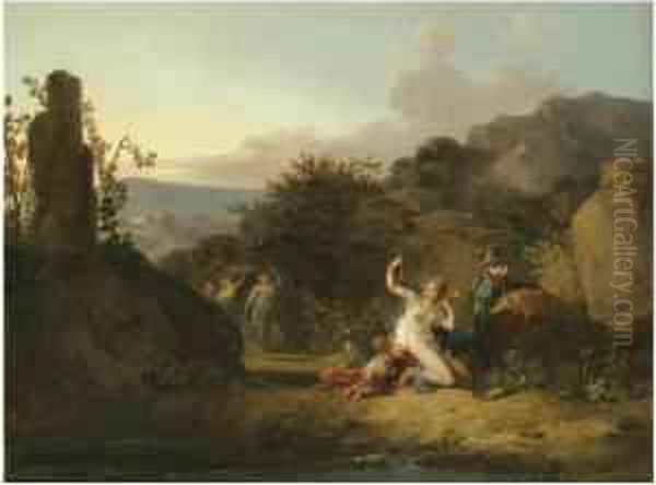 Nymphs Dancing And Playing Music In A Southern Landscape - view 1