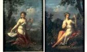 La Muse De La Musique Euterpe Et La Deesse Flore by Jacques Antoine Vallin