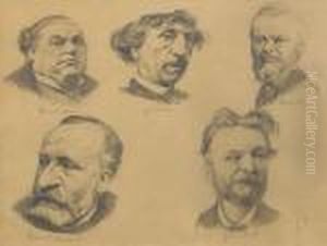 Cinq Portraits De Dumaine,
Charles Garnier, Jean Jacques Henner,pierre Puvis De Chavannes, Lucien
Victor Guirand Descevola by Felix Edouard Vallotton