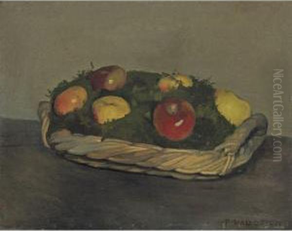Basket With Red And Yellow Apples - view 1