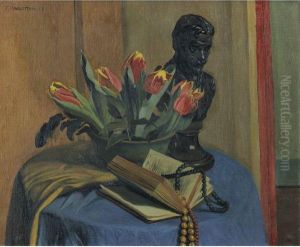 Buste Et Tulipes by Felix Edouard Vallotton