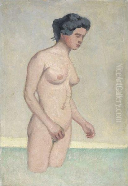 Standing Female Swimmer In Profile - view 1
