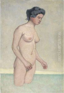 Standing Female Swimmer In Profile by Felix Edouard Vallotton