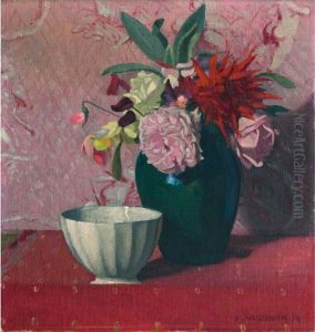 Vase Vert Et Bol Blanc by Felix Edouard Vallotton