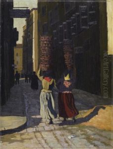 Femmes Portant Des Corbeilles A Marseille by Felix Edouard Vallotton