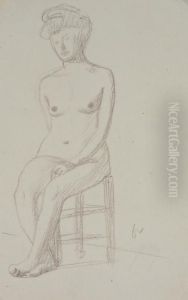 Femme Nue Sur Un Tabouret by Felix Edouard Vallotton