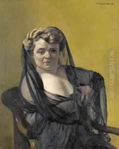 Femme Blonde Drapee De Noir