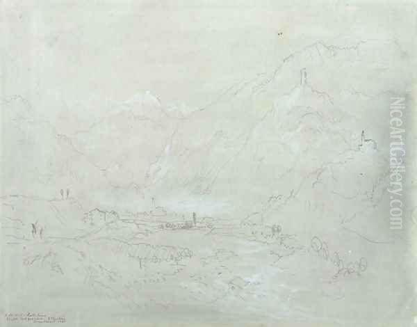 Mountainous Landscape with Town in Valley, c.1840 - view 1