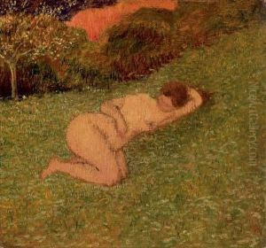 Femme Nue Etendue Dans L'herbe by Felix Edouard Vallotton