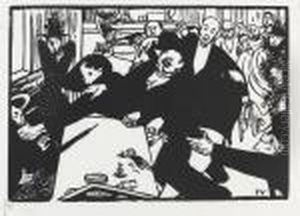 La Rixe Ou La Scene De Cafe. by Felix Edouard Vallotton
