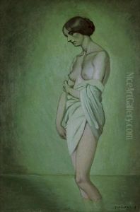 Baigneuse De Profil, Effet Vert Et Rose Baigneuse De Profil, Effet Vert Et Rose