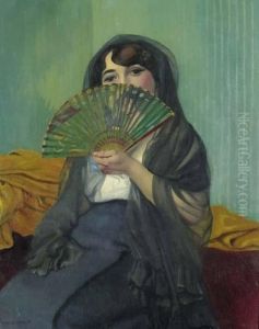 Femme A L'eventail. 1912. by Felix Edouard Vallotton