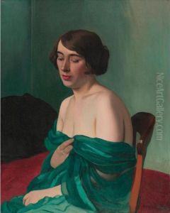 Jeune Femme A L'echarpe Verte