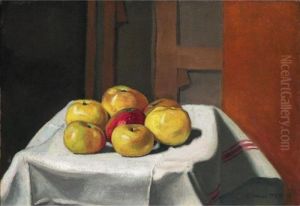 Sept Pommes Jaunes Sur Une Serviette by Felix Edouard Vallotton