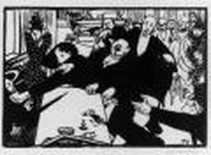La Rixe, Ou La Scene Au Cafe. 1892. by Felix Edouard Vallotton