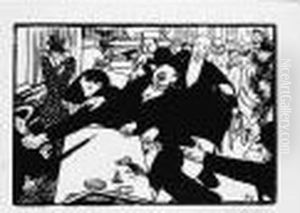La Rixe Ou La Scene Au Cafe (v.g.101a) by Felix Edouard Vallotton