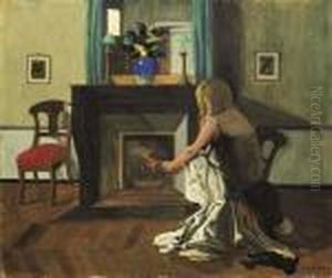 Interieur Avec Femme En Chemise by Felix Edouard Vallotton
