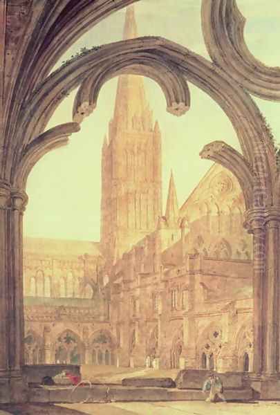 South View of Salisbury Cathedral from the Cloisters - view 1
